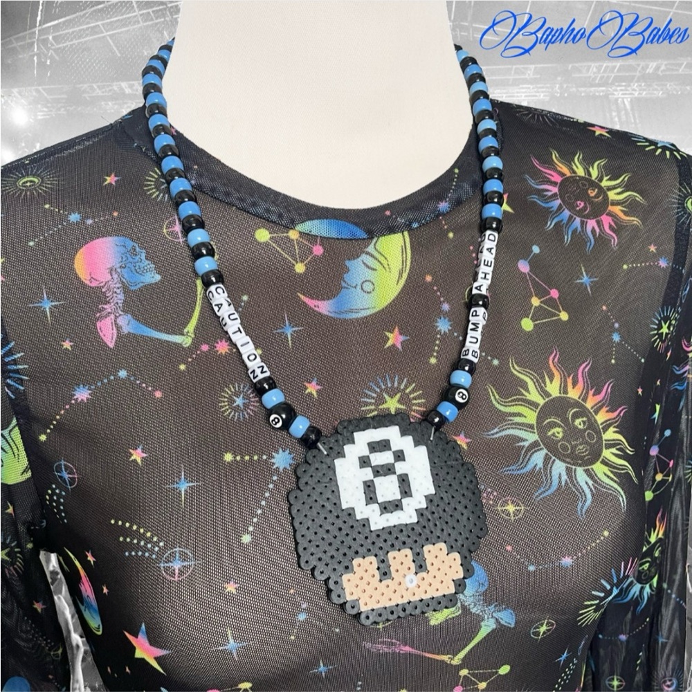 8Ball Pool Mushroom Necklace Festival Rave Trade Kandi Mario Day Trip